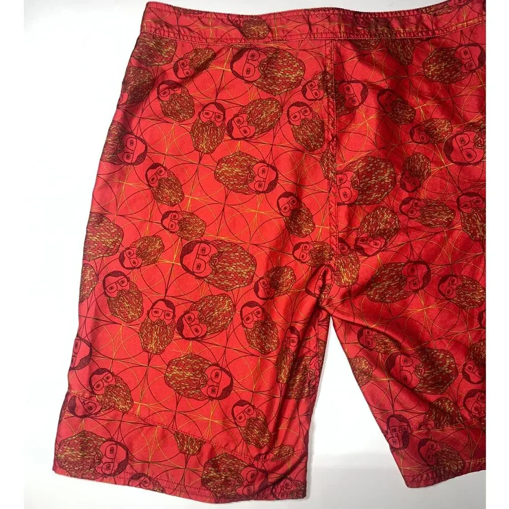 Ambiguous Red board shorts swim trunks Bearded Man Design men’s small